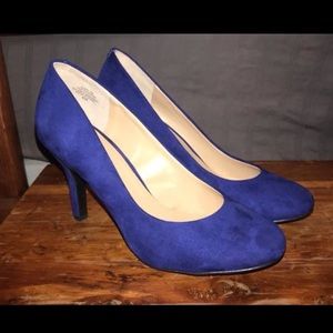 Blue suede heels